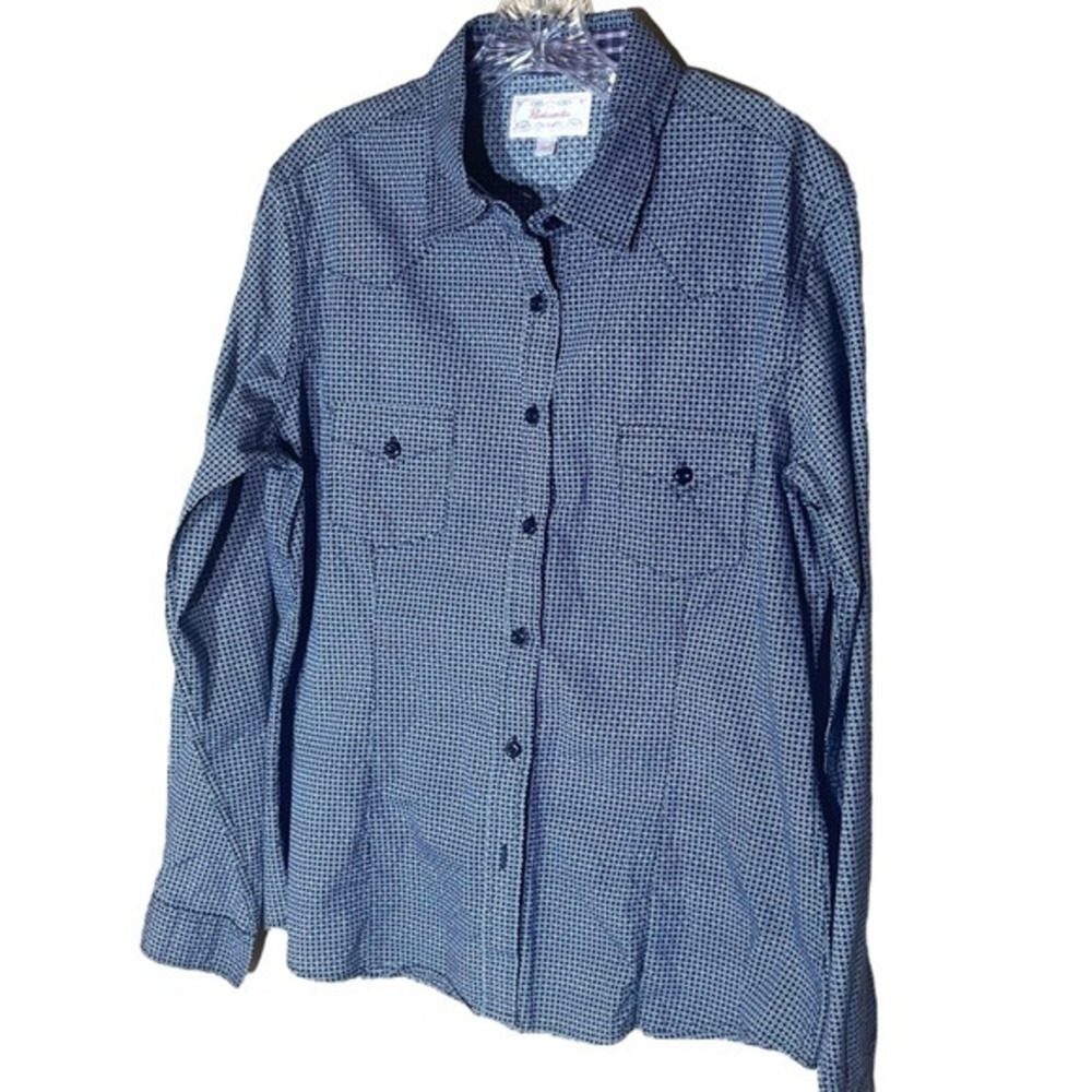 Panhandle Long‎ Sleeve Button Up Western Shirt Black White Large